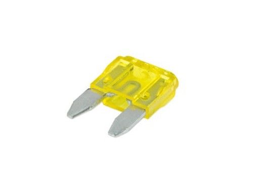 Plug In Zinc Alloy Automotive Fuses Mini Auto Blade Fuse Rated 32VDC 20A Yellow 11mm For Automotive Passenger Car