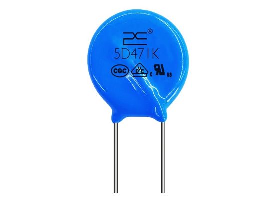 UL εγκεκριμένο Varistor μεταλλικών οξειδίων απορροφητών κύματος ZNR παροδικό 05D471K 5mm 470V 300VAC 385VDC 800A 0.1W 21J